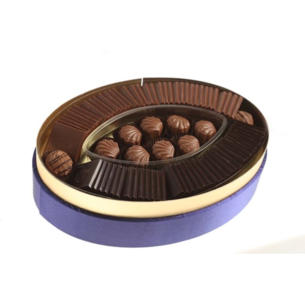 Kafkas Çikolata Oval Kumaş Kutu 500 Gr (Mavi)