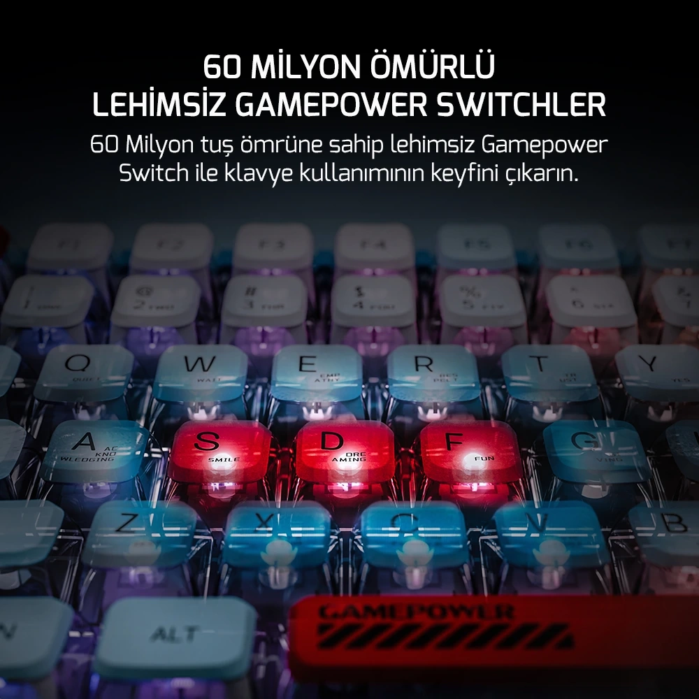 GAMEPOWER SENSE TKL RGB RED SWITCH MEKANIK GAMING KLAVYE