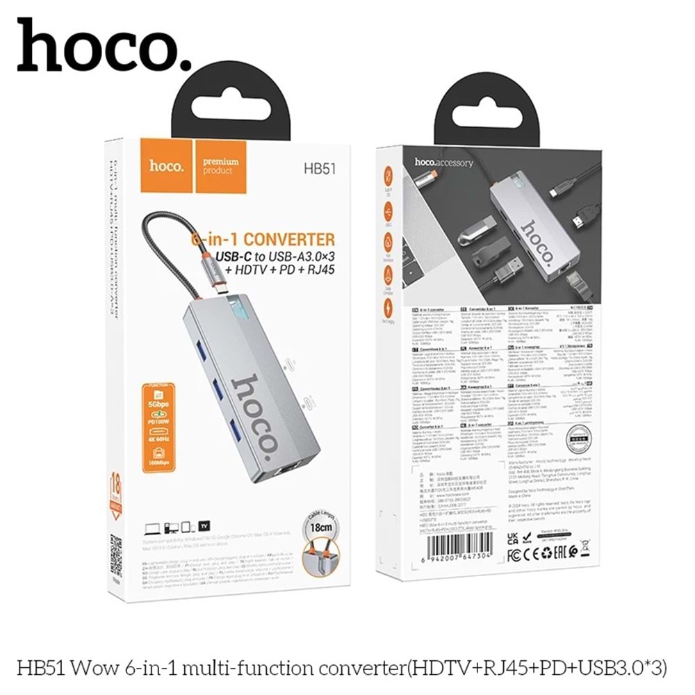 HOCO HB51 6 IN 1 DÖNÜŞTÜRÜCÜ