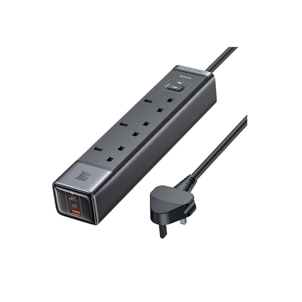 MCDODO 6in1 2500W A/C 30W Hızlı Şarj 2X Type c 1X Usb A Uzatma Kablosu