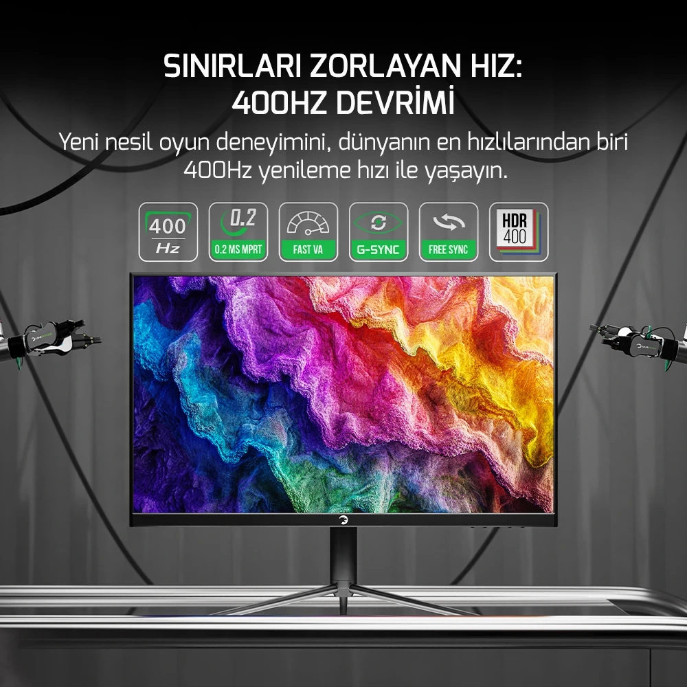 GamePower Lucid S40 24 inç 400Hz 0.2ms Fast VA Pivot RGB E-Spor Oyuncu Monitörü