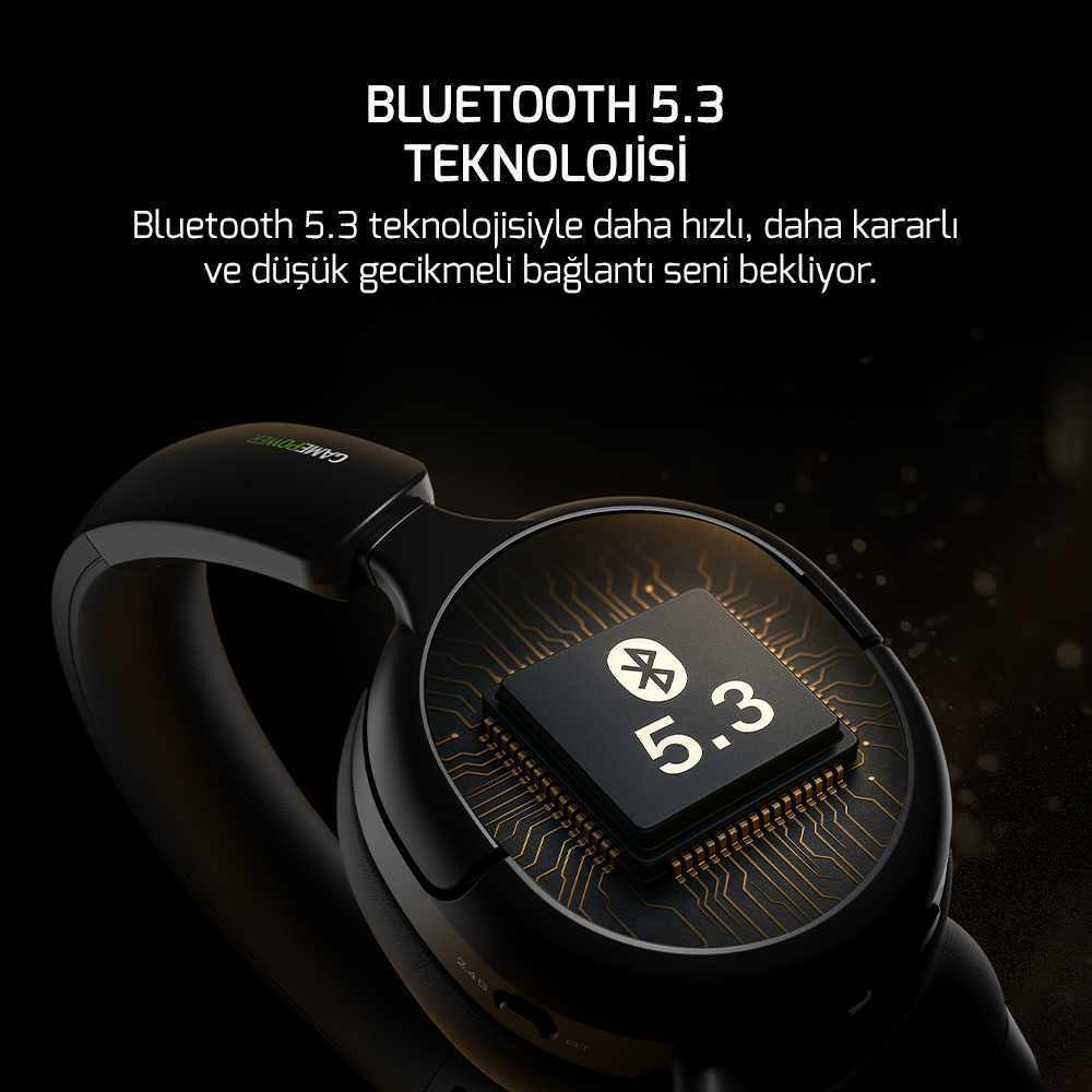 GamePower Aero Ultra Siyah Triple Mode (Kablosuz/Bluetooth/2.4G) Gaming (Oyuncu) Kulaklık