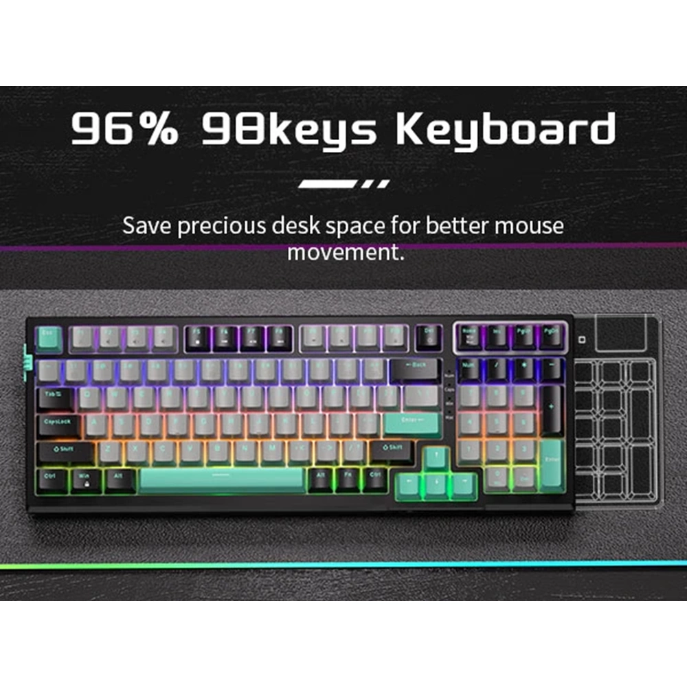 MageGee SKY98 Kablolu RGB Hot-Swap Gasket Siyah-Beyaz Gaming Mekanik Klavye