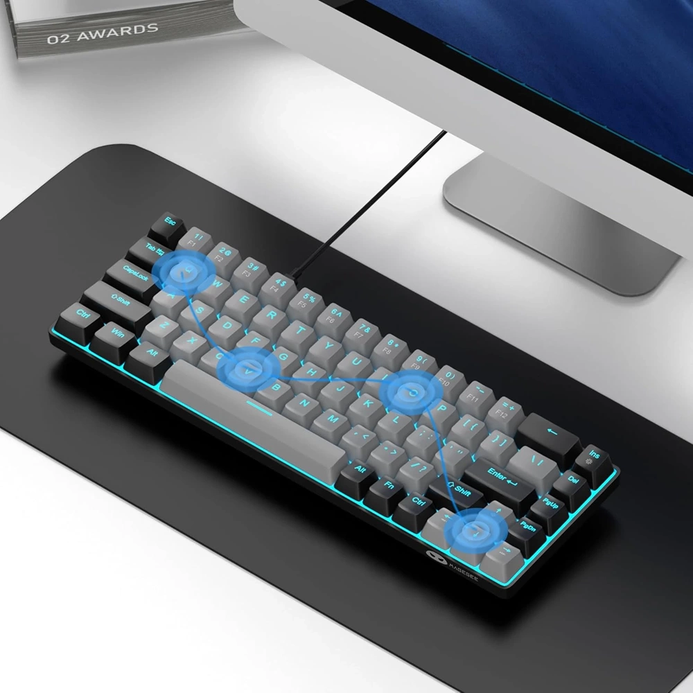 MageGee MK-BOX %60 Kablolu Mekanik Red Switch Türkçe Q Gri-Siyah Gaming Klavye