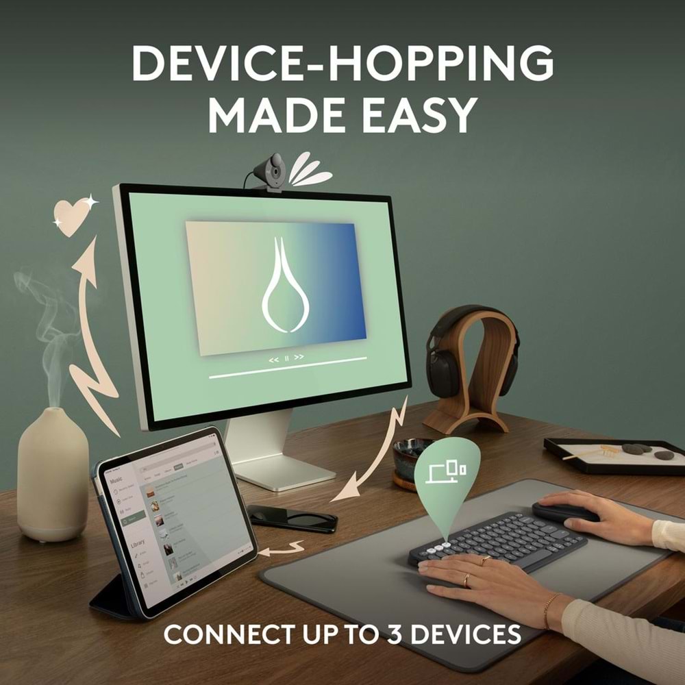 LOGITECH K380S PEBBLE BLUETOOTH GRAFIT KLAVYE