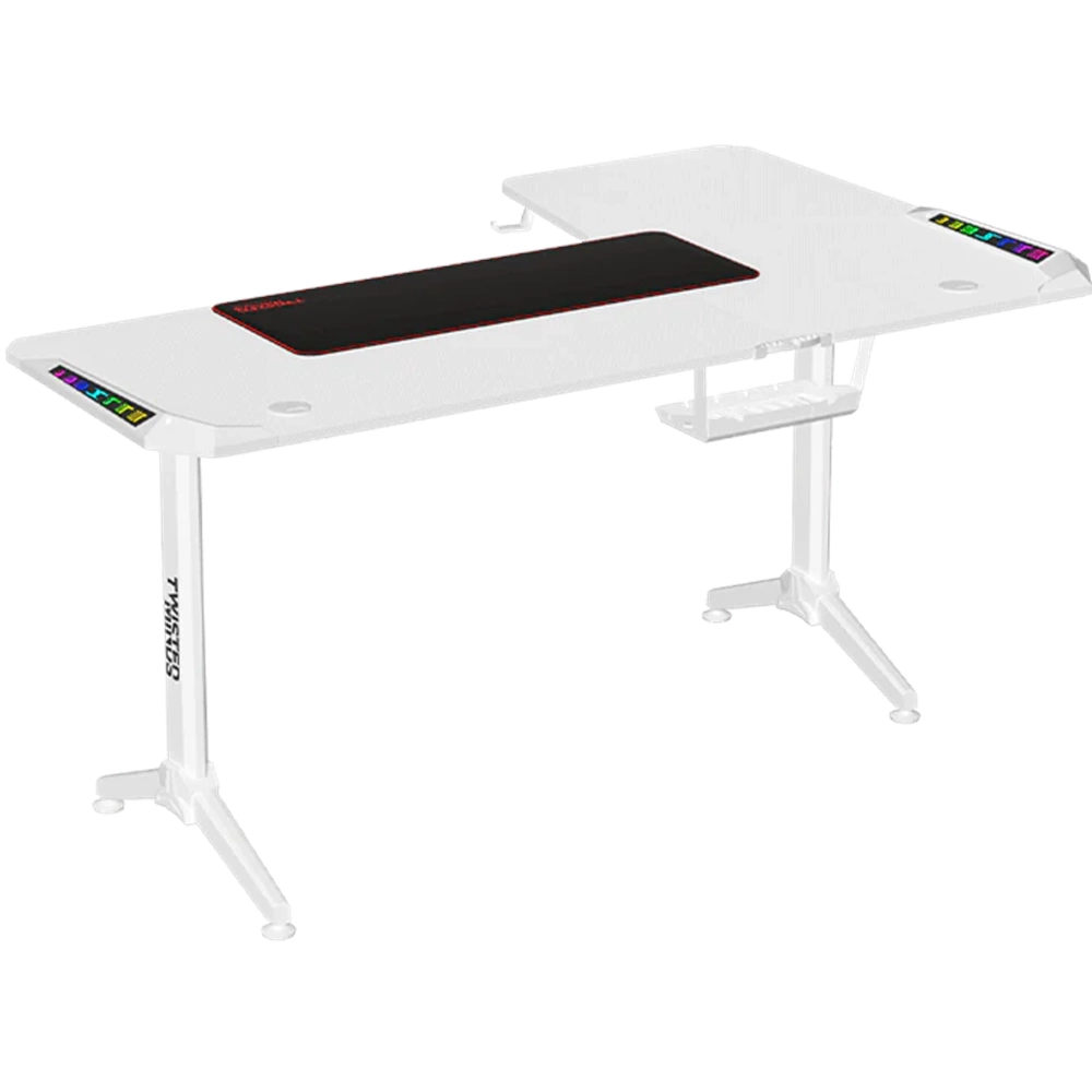 TWISTED MINDS RGB WARRIOR L ŞEKİLLİ OYUNCU MASASI BEYAZ