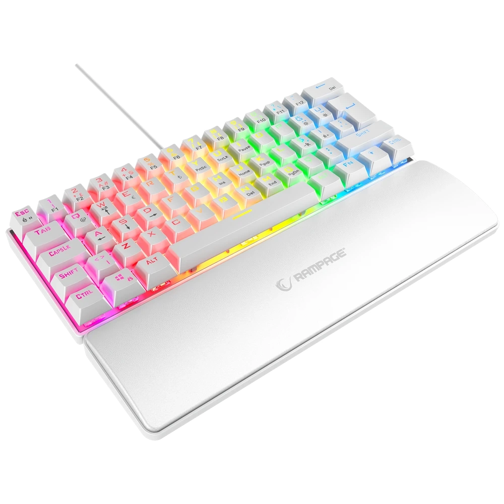 Rampage Ally K11 Beyaz Bilek Destekli Blue Switch Mekanik Kablolu Gaming Klavye