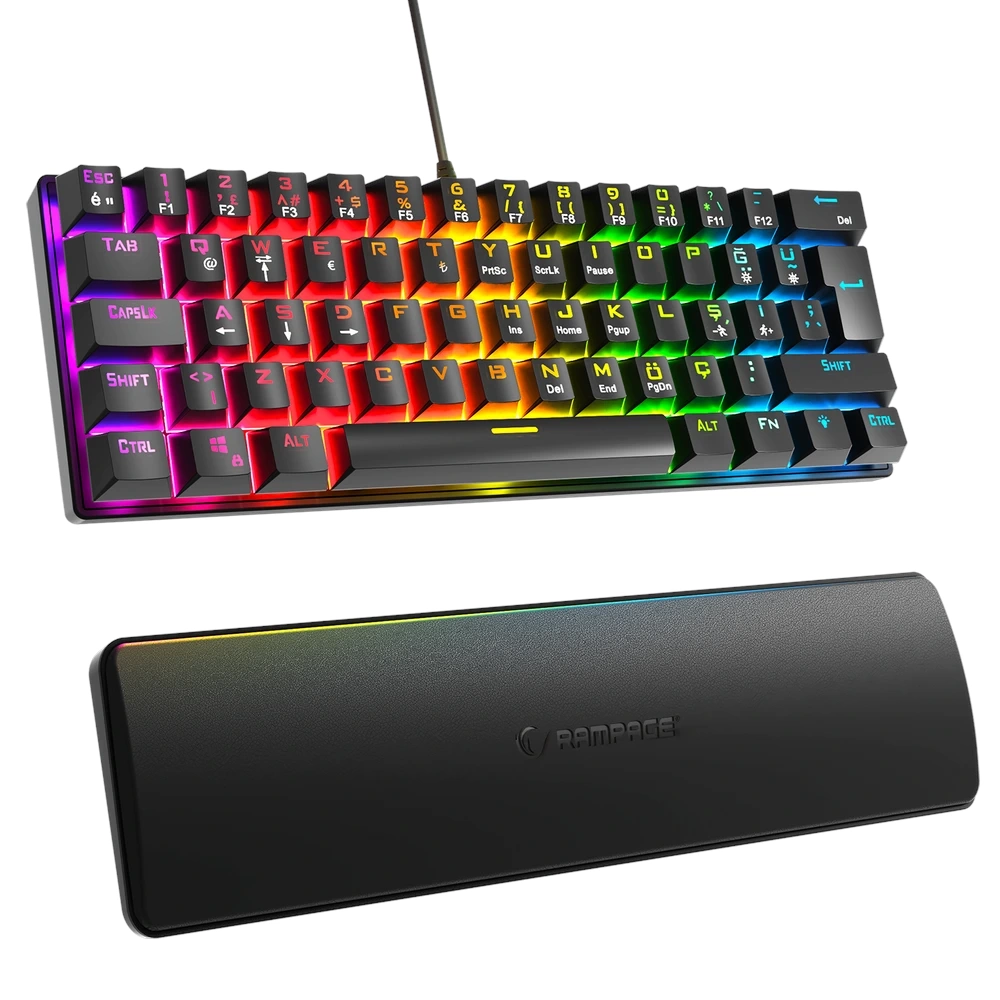 Rampage Ally K11 Siyah Bilek Destekli Blue Switch Mekanik Kablolu Gaming Klavye