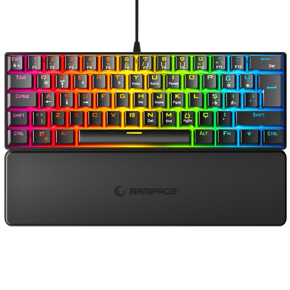 Rampage Ally K11 Siyah Bilek Destekli Blue Switch Mekanik Kablolu Gaming Klavye