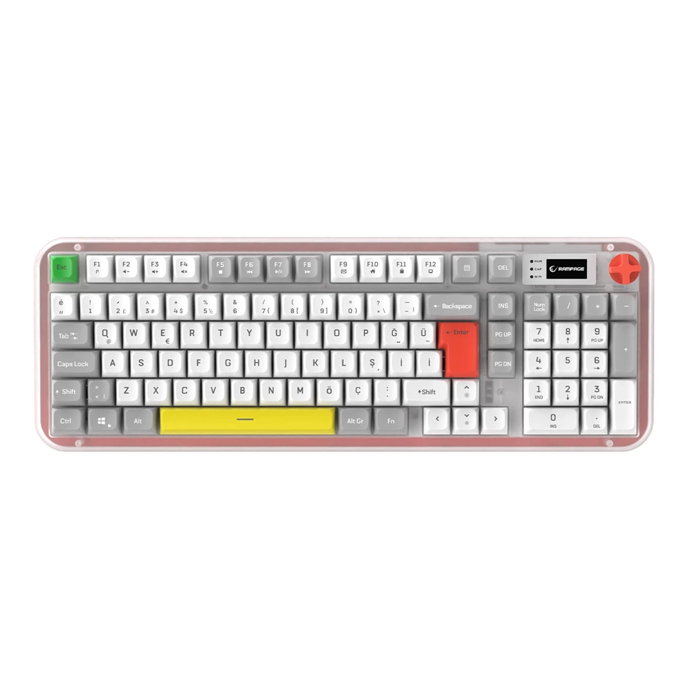 Rampage Reflect 99 Beyaz Gri Sessiz RGB Membrane Kablolu Gaming Oyuncu Klavyesi