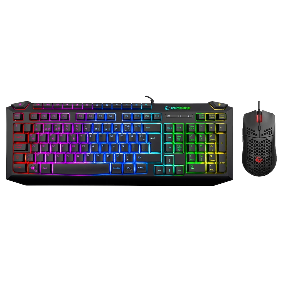 Rampage KB-R310 BROKER V2 Siyah Usb 12800 DPI Oyuncu Klavye + Mouse Set