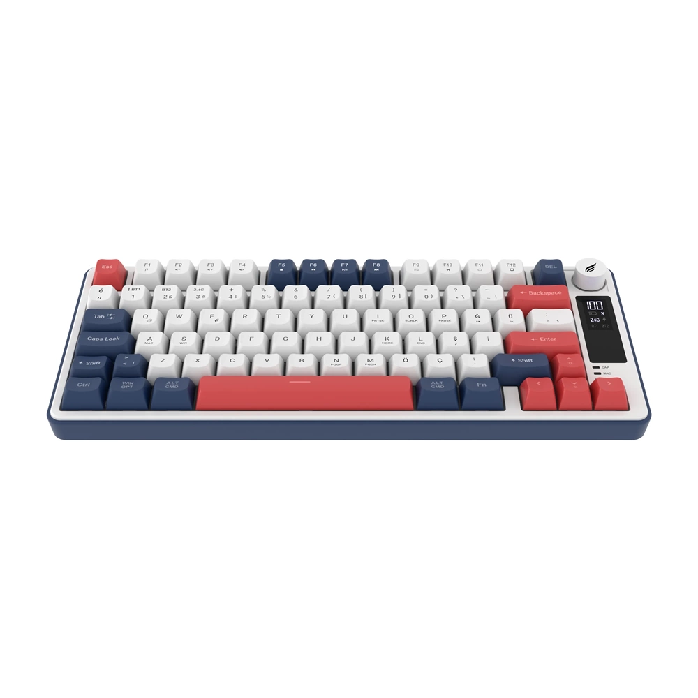 HAWK GAMING HK255 Membrane LCD RGB Kablosuz/Bluetooth Mavi Kırmızı Türkçe Gaming Oyuncu Klavye