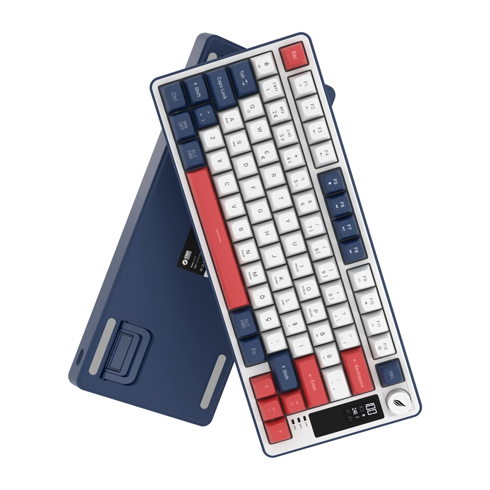 HAWK GAMING HK255 Membrane LCD RGB Kablosuz/Bluetooth Mavi Kırmızı Türkçe Gaming Oyuncu Klavye