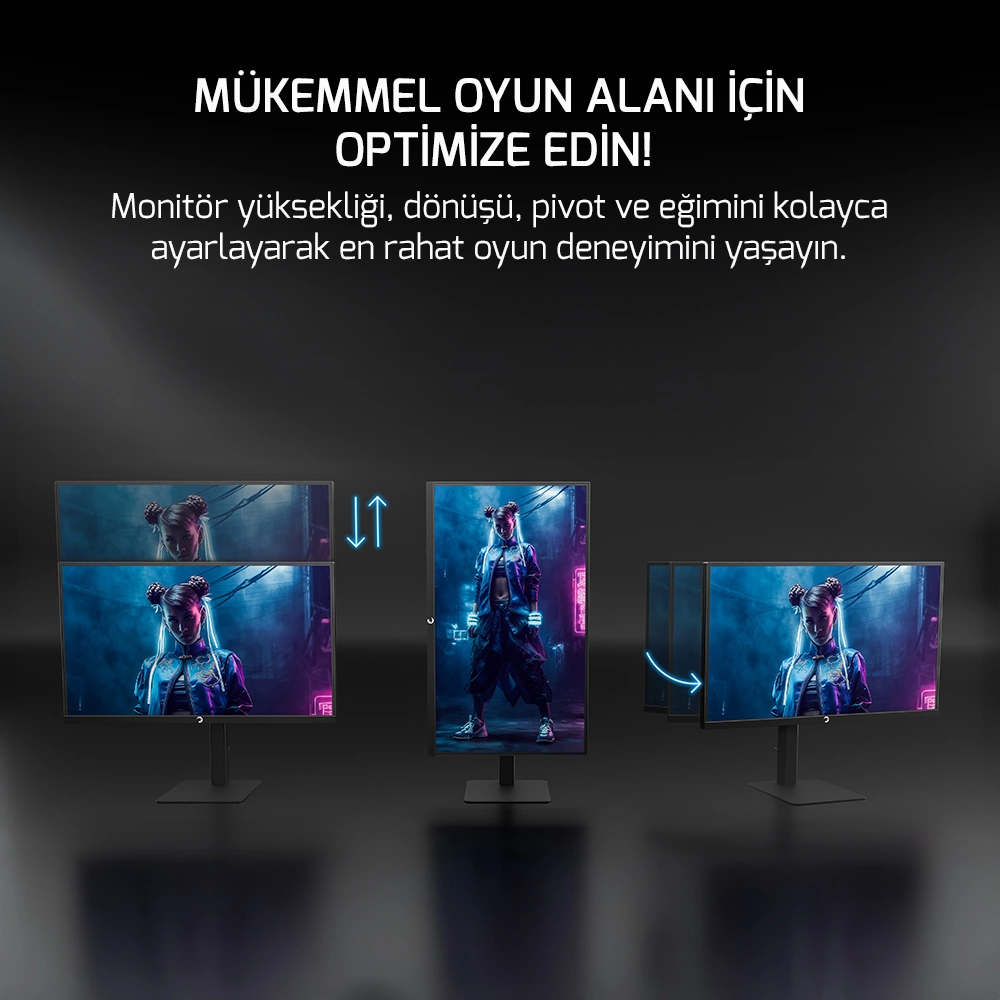 GamePower Kaze Dual 27¨ 0.5Ms 4K 160Hz - FHD 320Hz Fast IPS Pivot Dual Gaming Monitör