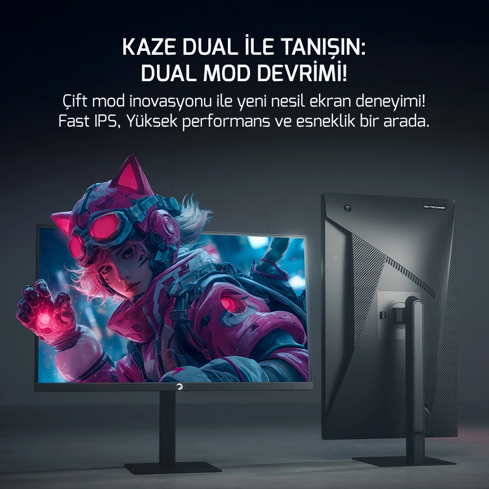 GamePower Kaze Dual 27¨ 0.5Ms 4K 160Hz - FHD 320Hz Fast IPS Pivot Dual Gaming Monitör