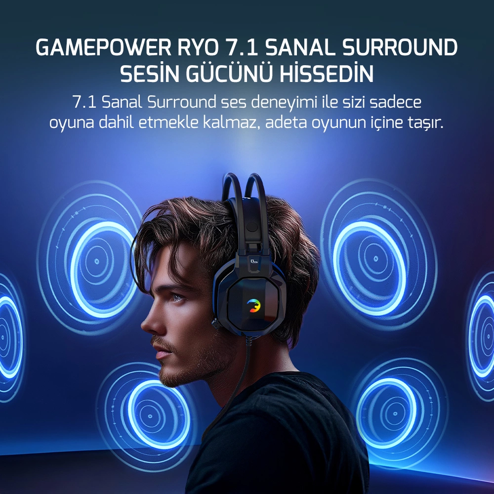 GAMEPOWER RYO SIYAH 7.1 RAINBOW GAMING KULAKLIK