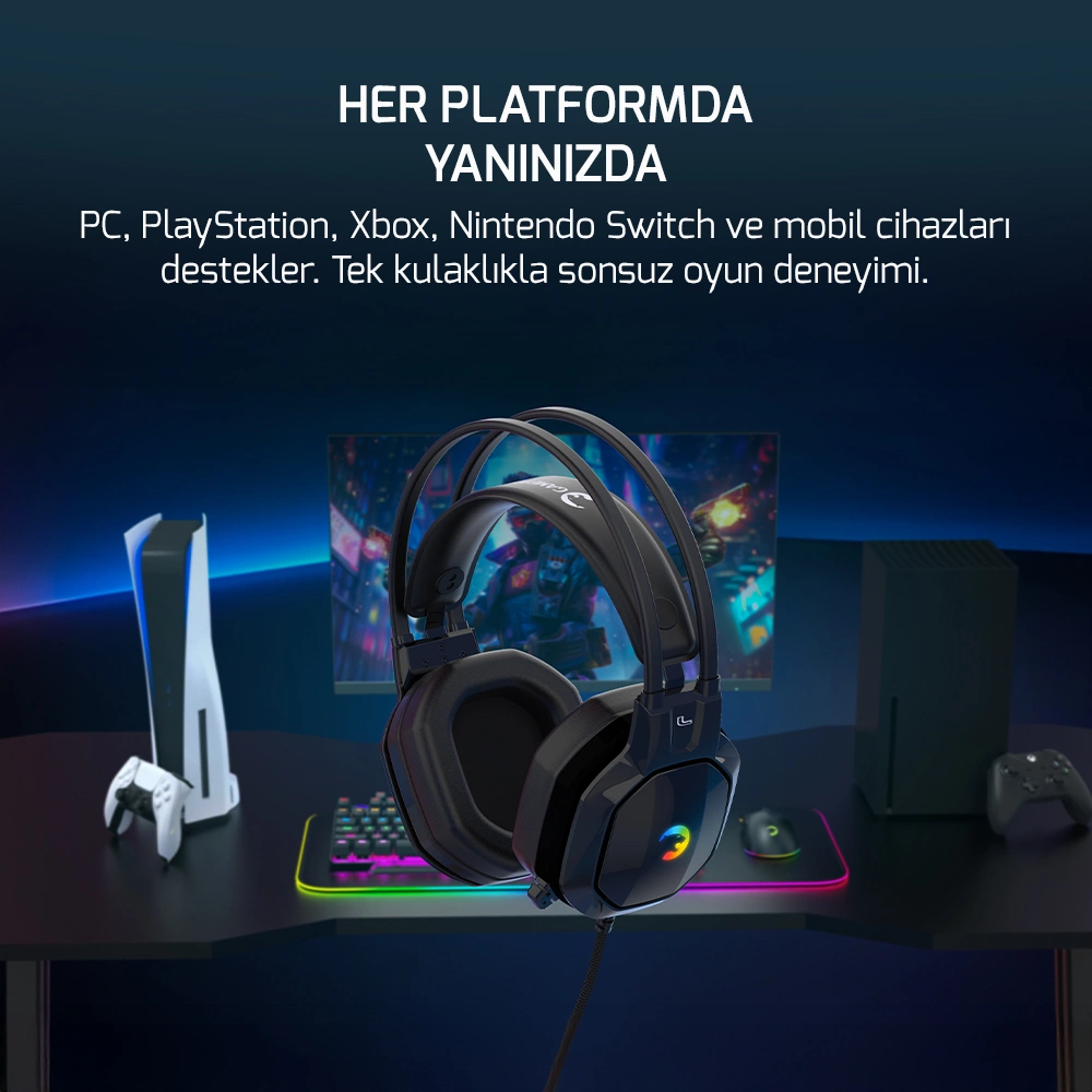 GAMEPOWER RYO SIYAH 7.1 RAINBOW GAMING KULAKLIK