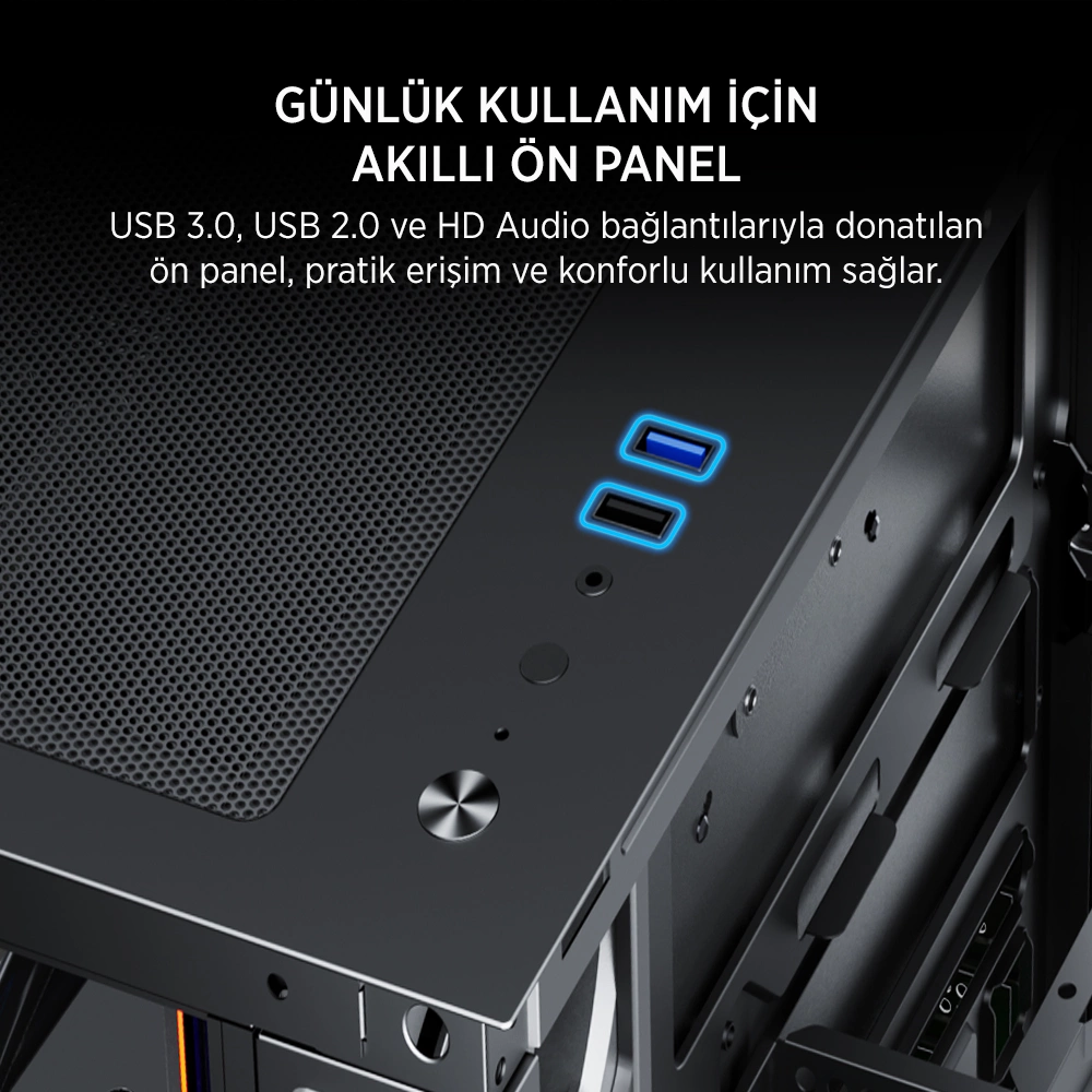 James Donkey Stark S801 7xARGB Temperli Cam 650W 80+ Bronze ATX Siyah Gaming Kasa