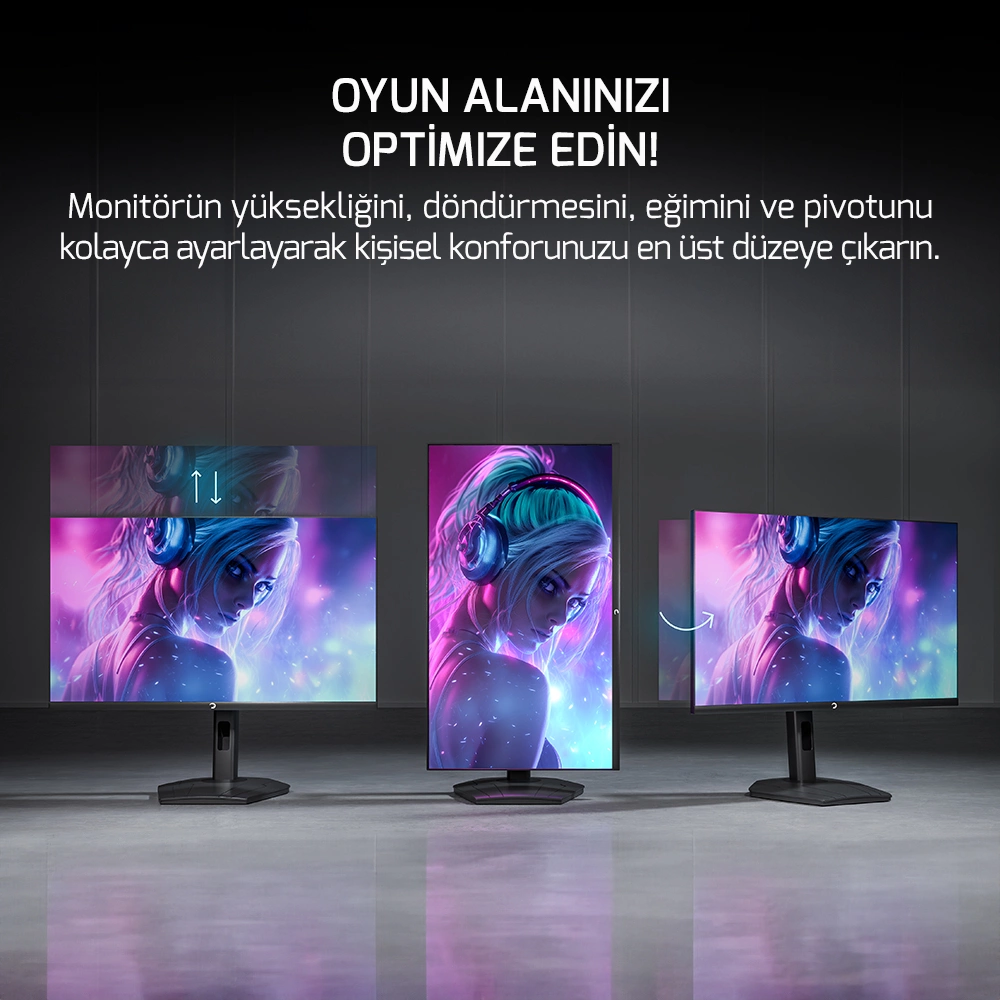 GamePower Lunis L25 24¨ 240Hz 0.5Ms Fast IPS FHD RGB Pivot Gaming Monitör