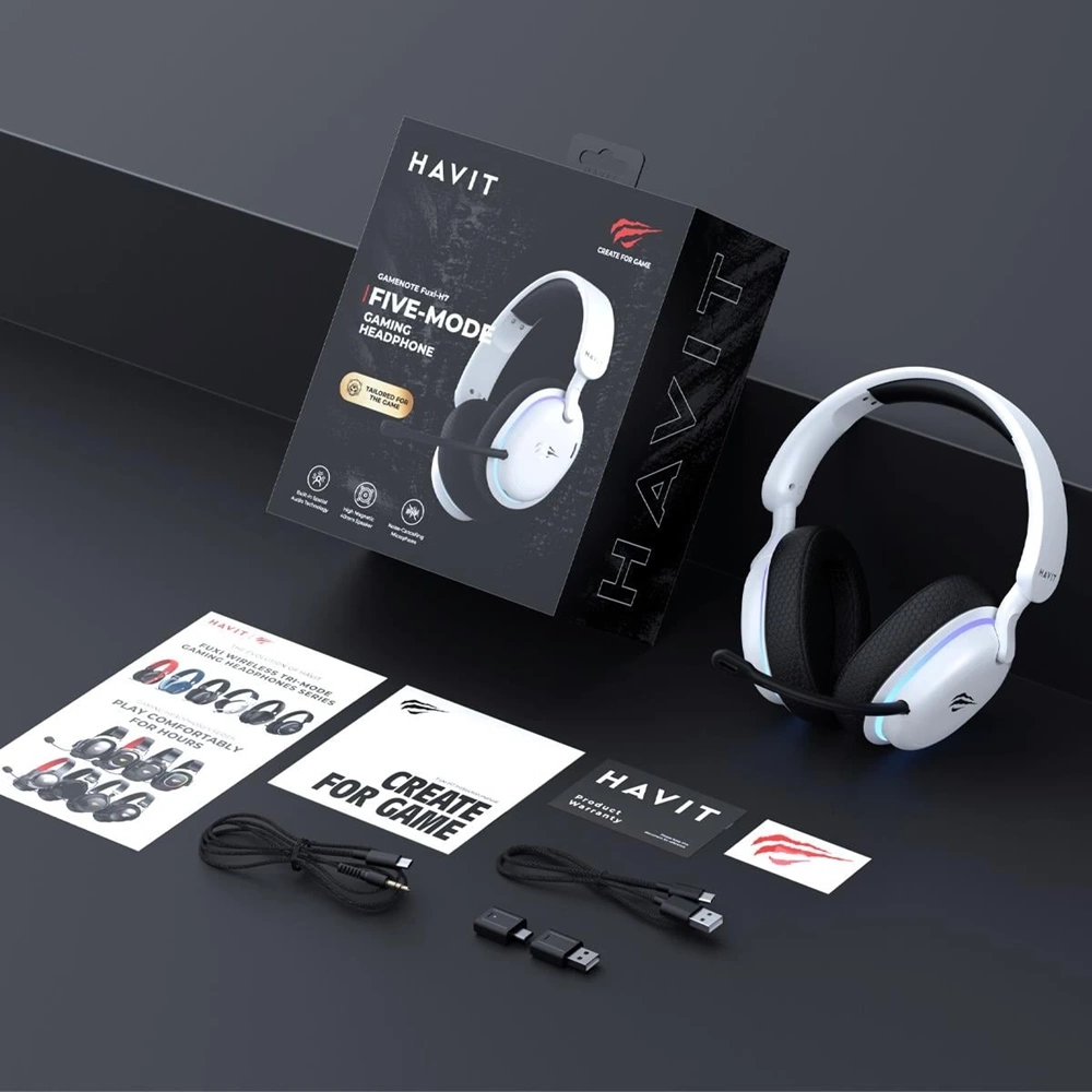 HAVİT GAMENOTE FUXI-H7 RGB KABLOSUZ GAMING KULAKLIK BEYAZ