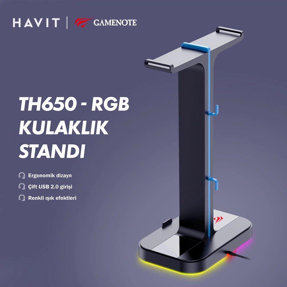 HAVİT GAMENOTE TH650 RGB IŞIKLI GAMİNG KULAKLIK STANT