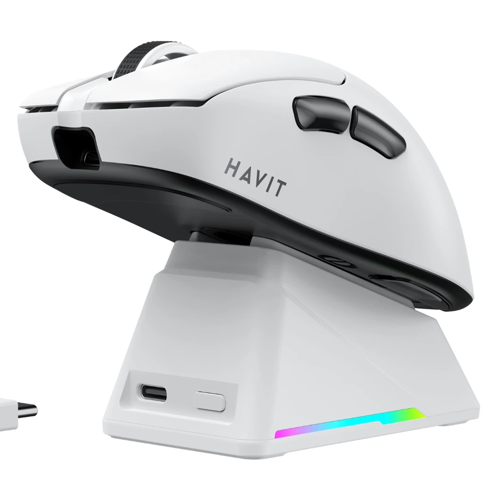 HAVİT GAMENOTE MS955WB PRO 3 MODLU ŞARJ İSTASYONLU KABLOSUZ GAMİNG MOUSE BEYAZ