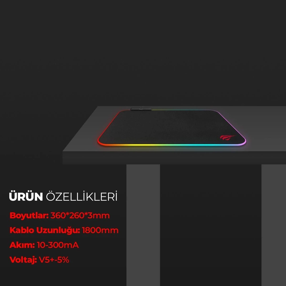 HAVİT GAMENOTE MP901 360-260 3mm RGB IŞIKLI GAMİNG MOUSE PAD