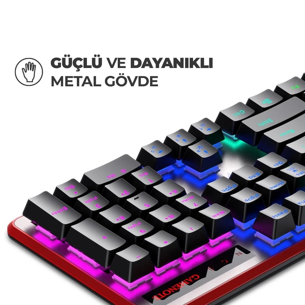 HAVİT GAMENOTE KB 870L RGB BACKLİT MEKANİK BLUE SWITCH TÜRKÇE SİYAH GAMİNG KLAVYE