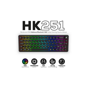HAWK HK251B GAMING RGB MEMBRANE GAMING OYUNCU KABLOSUZ KLAVYE