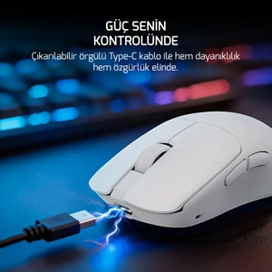 GamePower Radus 12.000DPI Triple Mode (Kablolu/Bluetooth/2.4G) Beyaz Gaming Mouse
