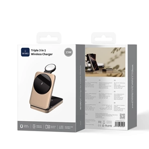 Wiwu W038 3in1 Katlanabilir Kablosuz Şarj Standı 15W