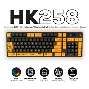 HAWK GAMING HK258CY KABLOSUZ SARI SIYAH KLAVYE