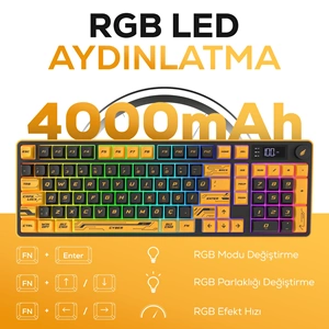HAWK GAMING HK258CY KABLOSUZ SARI SIYAH KLAVYE