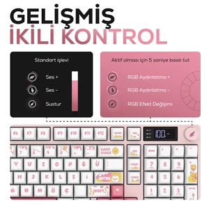 HAWK GAMING HK258WP KABLOSUZ BEYAZ PEMBE KLAVYE
