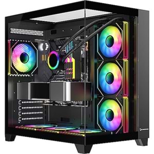 GamePower Warcry TopGlass 750W 4xARGB Temperli Cam ATX Siyah Gaming Kasa