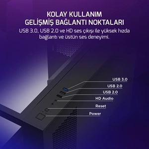 GamePower Warcry TopGlass 750W 4xARGB Temperli Cam ATX Siyah Gaming Kasa