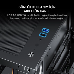James Donkey Stark S801 7xARGB Temperli Cam 650W 80+ Bronze ATX Siyah Gaming Kasa