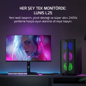 GamePower Lunis L25 24¨ 240Hz 0.5Ms Fast IPS FHD RGB Pivot Gaming Monitör