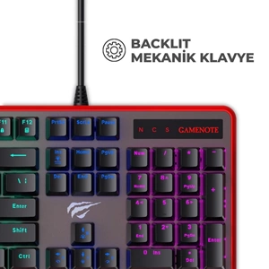 HAVİT GAMENOTE KB 870L RGB BACKLİT MEKANİK BLUE SWITCH TÜRKÇE SİYAH GAMİNG KLAVYE