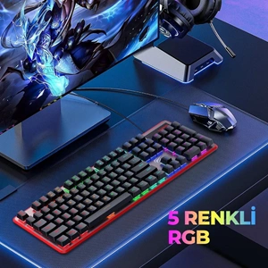 HAVİT GAMENOTE KB 870L RGB BACKLİT MEKANİK BLUE SWITCH TÜRKÇE SİYAH GAMİNG KLAVYE