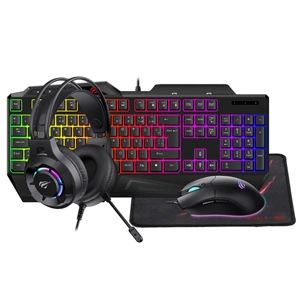 HAVİT GAMENOTE KB905CM TÜRKÇE KLAVYE 4LÜ KLAVYE-MOUSE-KULAKLIK-MOUSEPAD SET SİYAH