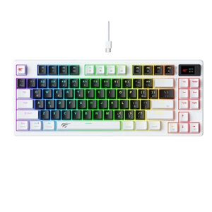 HAVİT GAMENOTE KB884 RGB LCD EKRANLI BROWN SWITCH BEYAZ MEKANİK GAMİNG KLAVYE
