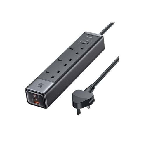 MCDODO 6in1 2500W A/C 30W Hızlı Şarj 2X Type c 1X Usb A Uzatma Kablosu