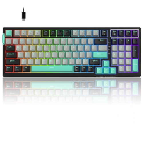 MageGee SKY98 Kablolu RGB Hot-Swap Gasket Siyah-Beyaz Gaming Mekanik Klavye