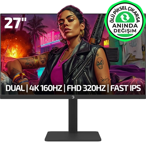 GamePower Kaze Dual 27¨ 0.5Ms 4K 160Hz - FHD 320Hz Fast IPS Pivot Dual Gaming Monitör