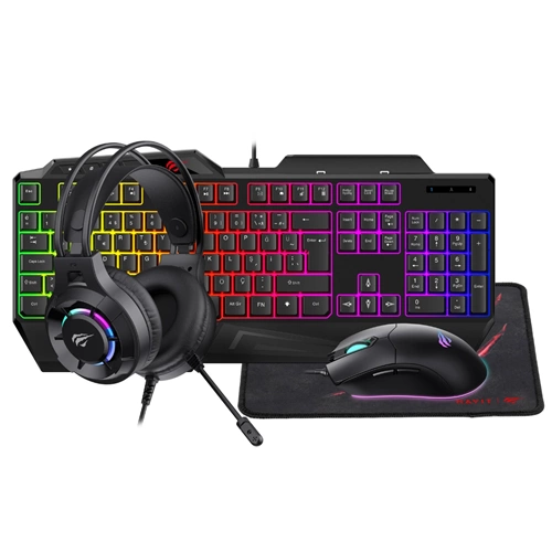 HAVİT GAMENOTE KB905CM TÜRKÇE KLAVYE 4LÜ KLAVYE-MOUSE-KULAKLIK-MOUSEPAD SET SİYAH