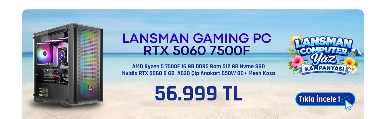 LANSMAN GAMING PC AMD RYZEN5-7500F 16 GB DDR5 RAM 8 GB RTX5060 512 GB SSD 650W
