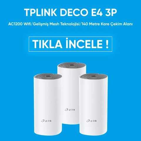 TP-Link DECO E4 3P AC1200 Mesh Router (Üçlü) Paket