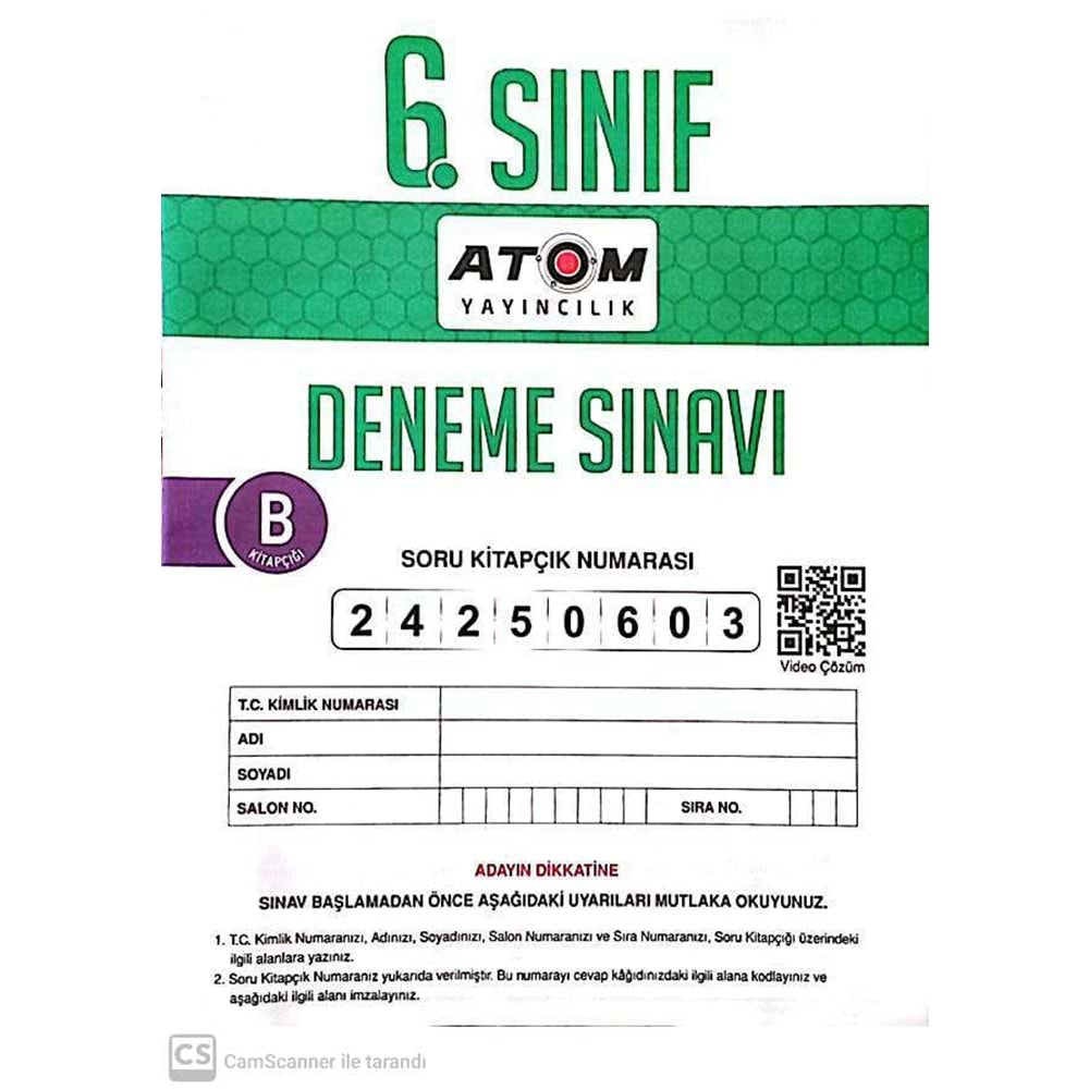 ATOM 6.SINIF KURUMSAL DENEME 3