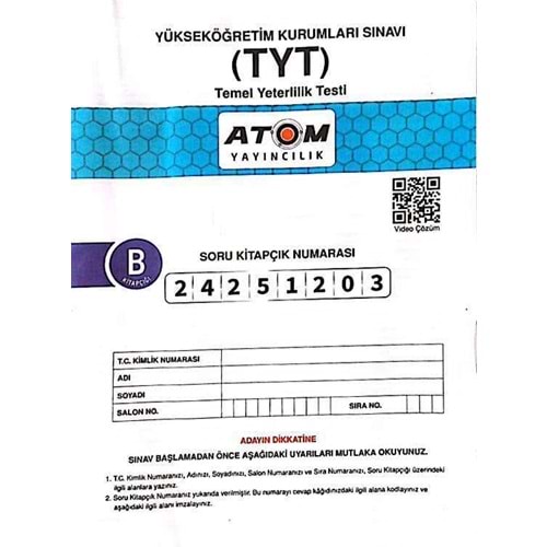 ATOM TYT KURUMSAL DENEME 3